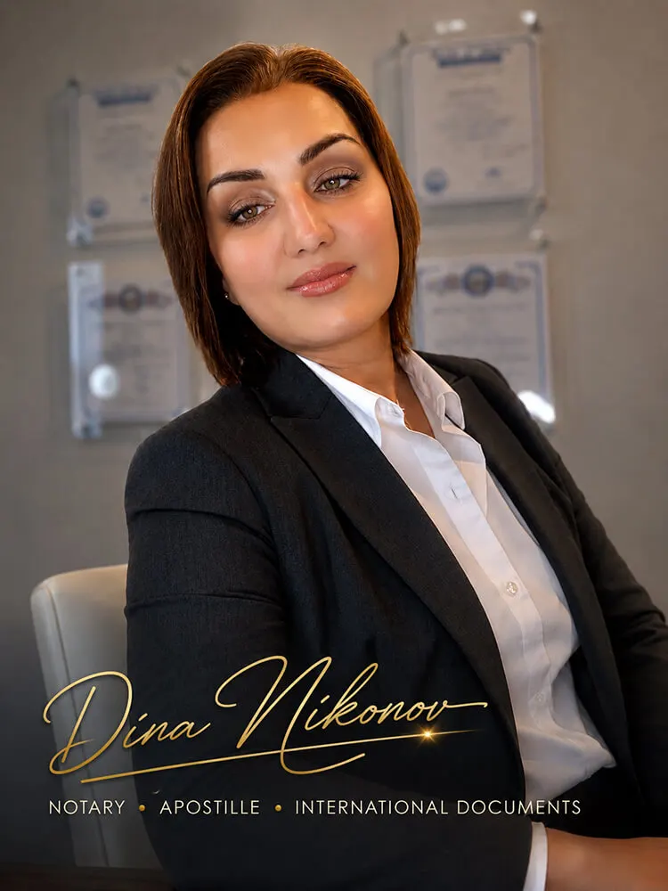 Dina Nikonov — experienced notary, apostille and international document specialist