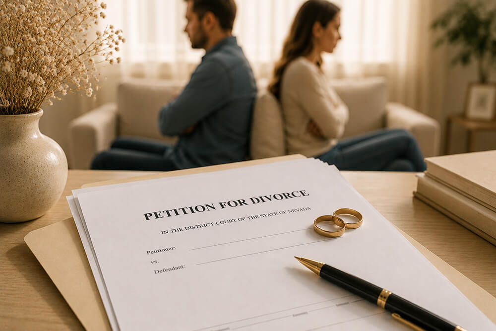 Nevada Petition for Divorce prepared for the District Court, Clark County, Nevada