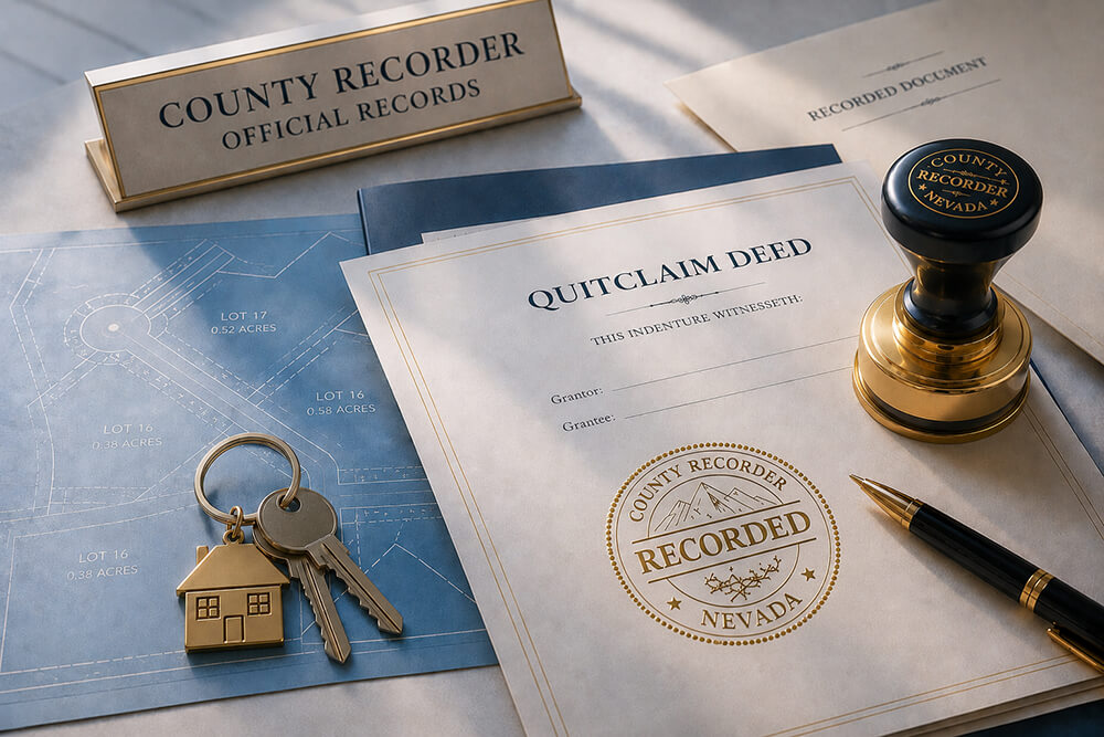 Nevada Quitclaim Deed and property transfer documents for the County Recorder